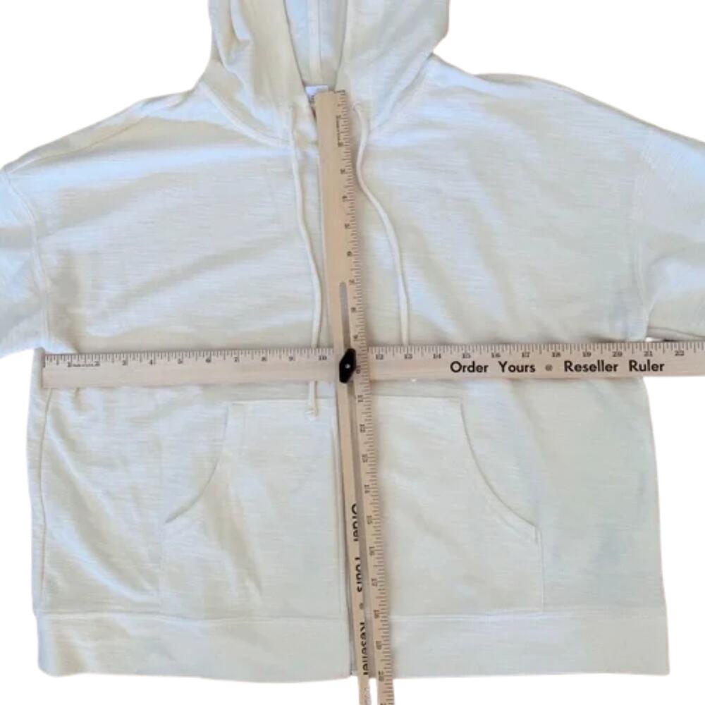 Old Navy Cream Ivory Zip Up Long Sleeve Boxy Crop Hoodie Sweatshirt Women's sz M - Picture 5 of 8